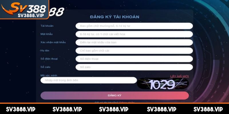 Đăng ký SV388 nhanh gọn, tiện lợi chỉ vài bước đơn giản