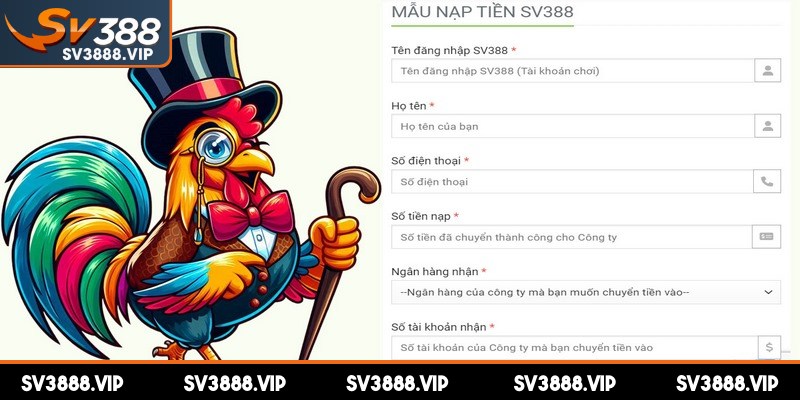 Nắm rõ quy trình nạp tiền SV388 nhanh chóng, đơn giản với vài bước